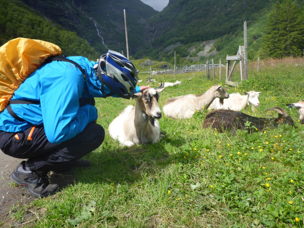 mit dem Rad hinunter
