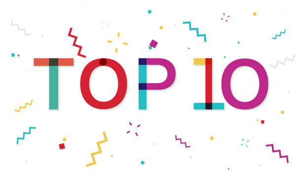 Top 10 colorful banner with confetti